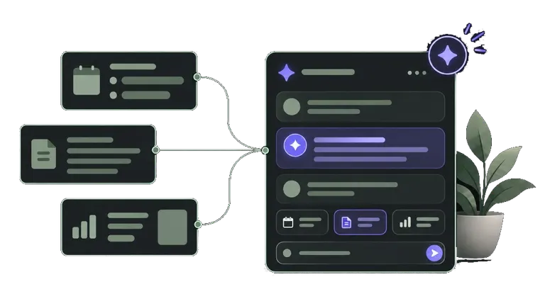 Elorit AI assistant gathering context from calendars, notes and plans
